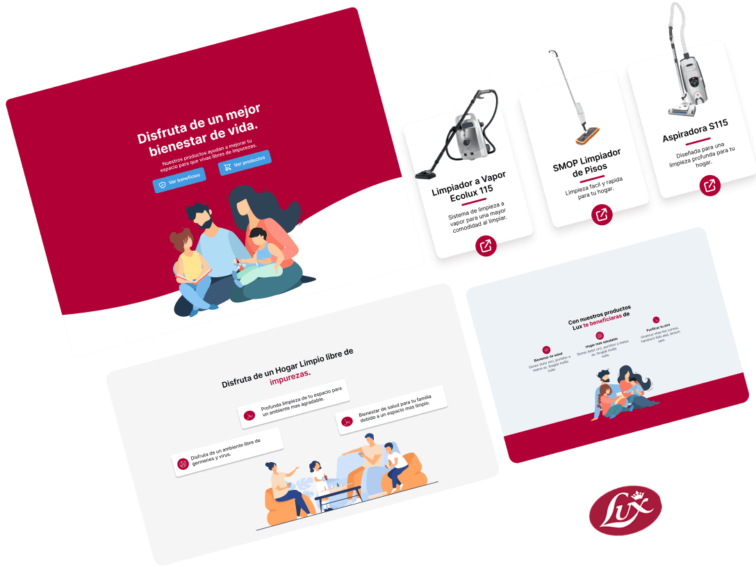Diseño y programación para una landing page para representantes de Lux Chile.